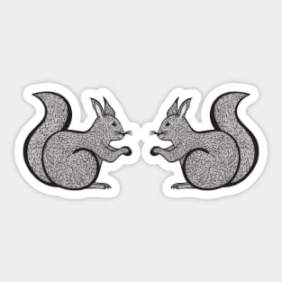 Red Squirrels in Love - cute and fun animal design - on white Sticker